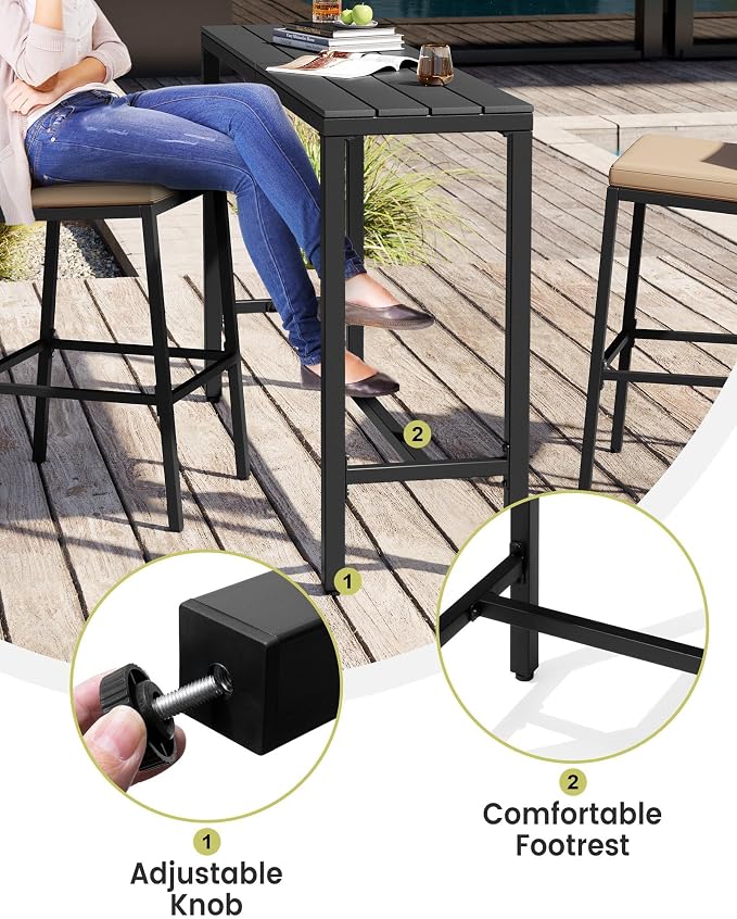 Crestlive Products Outdoor Bar Table and Chairs Set, 3 Piece Outside Patio Bar - Image 7