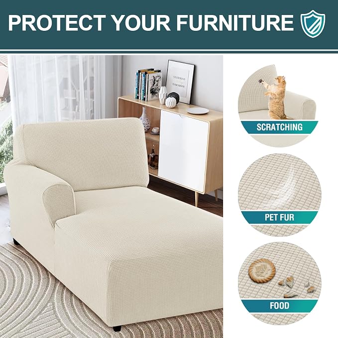 FantasDecor Left Chaise Lounge Cover Stretch Chair Lattice Slipcover - Image 5