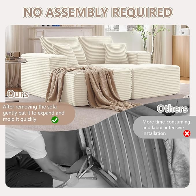 ODUWA Oversized Double Chaise Lounges Indoor, Upholstered Boneless Cloud - Image 8