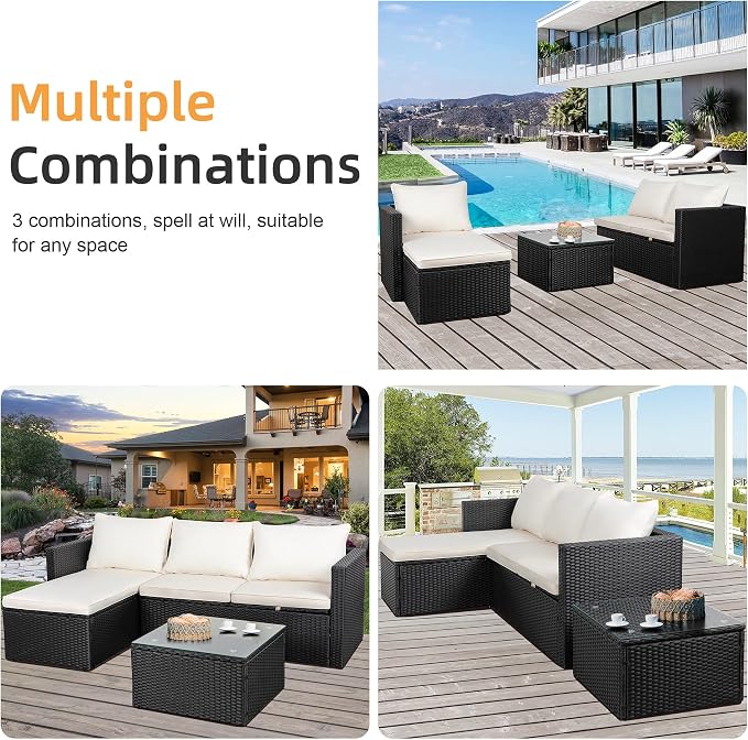 Shintenchi Outdoor Patio Furniture Sets, Small Outdoor Sofa Patio Sectional - Image 8
