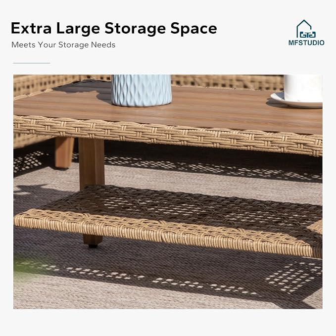 MFSTUDIO Wicker Patio Furniture Set, L Shaped Outdoor Couch Set, Rattan Outdoor - Image 6