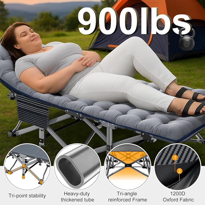 ABORON XXL Camping Cot for Adults, Oversized 78"×32" Folding Camping Bed - Image 7