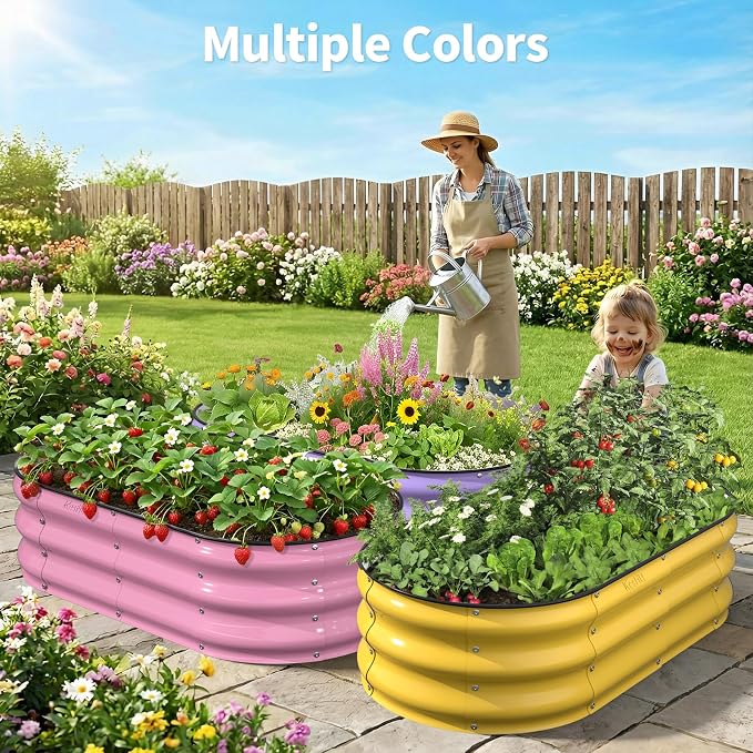 Kesfitt Raised Garden Bed, Oval Open-Bottom Design, 12-Inch Deep - Image 8