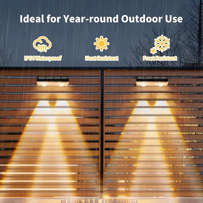 Solar Fence Light Outdoor, 12 Pack LED Solar Light, 3000K 50 Lumens - Image 3