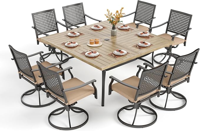PHI VILLA 9 Pieces Outdoor Dining Set by PHIVILLAThepioneerofcomfortablehouseholdsupplies