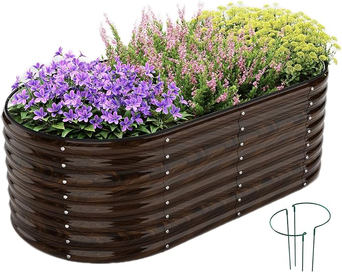 Galvanized Metal Planter Round Raised Garden Bed Kit by ZFHgarden