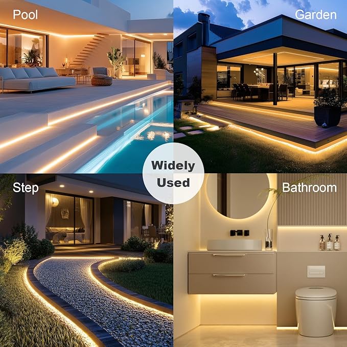 50ft COB Outdoor LED Strip IP67 Waterproof, 3000K Warm Whit DC24V Flexible LED - Image 6