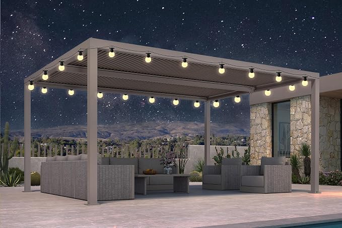 PURPLE LEAF Louvered Pergola 12' × 16', Aluminum Outdoor Hardtop Pergola by PURPLELEAF