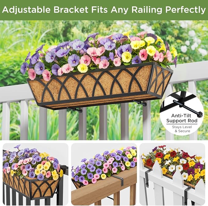 HFHOME 24 inch Window Deck Rail Planter Including Coco Liner - Image 4