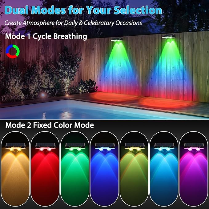 Solar Fence Lights 12-Pack, Waterproof Solar Powered Outdoor Deck Light - Image 4