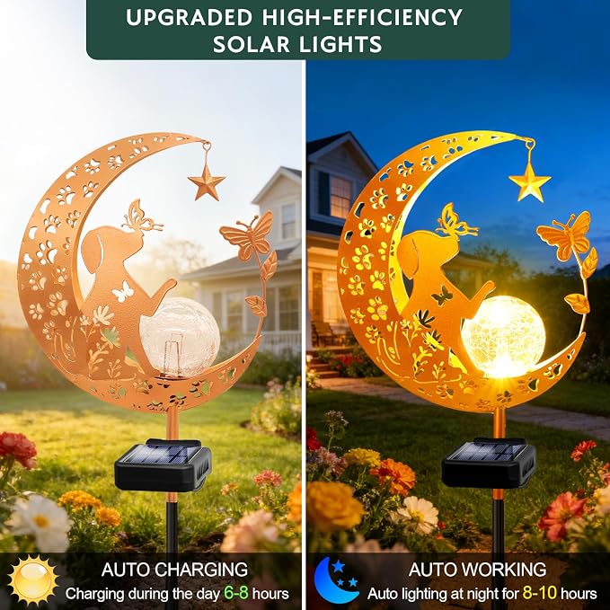 ZNYCYE Solar Lights Outdoor Decorative Moon Dog Butterfly Solar Stake Lights - Image 8