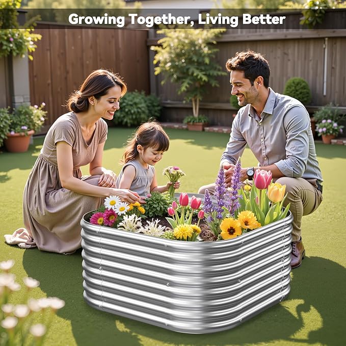 4 Pack 3x3FT Corrugated Galvanized Steel Raised Garden Bed Outdoor, Metal Above - Image 8