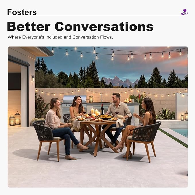 PURPLE LEAF 7 Pieces Round Outdoor Dining Set Outdoor Dining Table and Chairs - Image 4