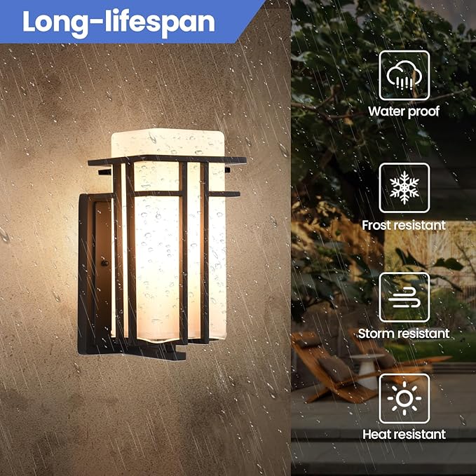 Outdoor Wall Sconce, Waterproof Exterior Lights Wall Mount, Anit-Rust Outdoor - Image 3