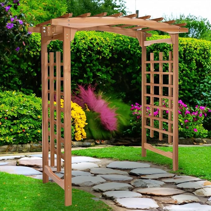 All Things Cedar 6-Foot Pagoda Arbor Garden Arch Trellis - Image 6