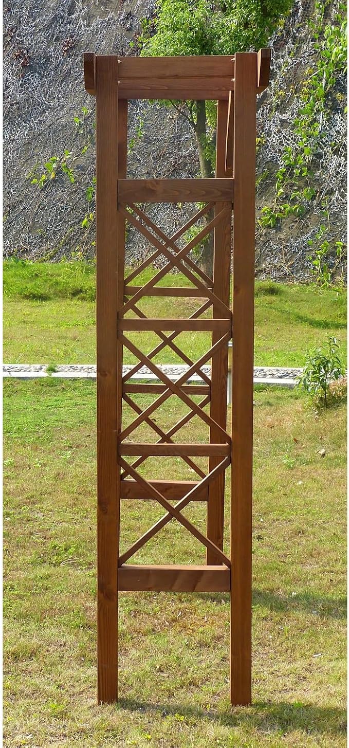 Maykoosh Asian Aesthetics Arbor, Rectangular Wooden Garden Arbor - Image 3