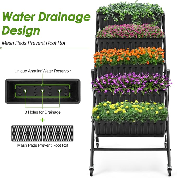 Suyncll Vertical Raised Garden Bed Planter Box, 5 Tiers Vertical Garden Planter - Image 4