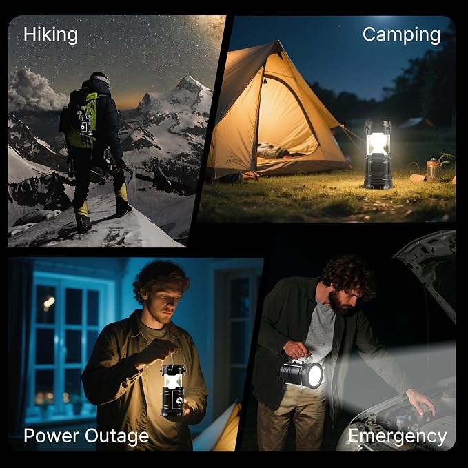 Lichamp Collapsible Portable Solar Camping Lantern, USB Rechargeable LED - Image 8