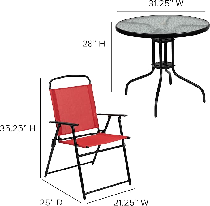 Flash Furniture Nantucket 6 Piece Red Patio Garden Set - Image 4