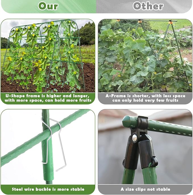 Cucumber Trellis for Raised Beds, 63 x 45 Inch U-Shaped Garden Trellis for - Image 3