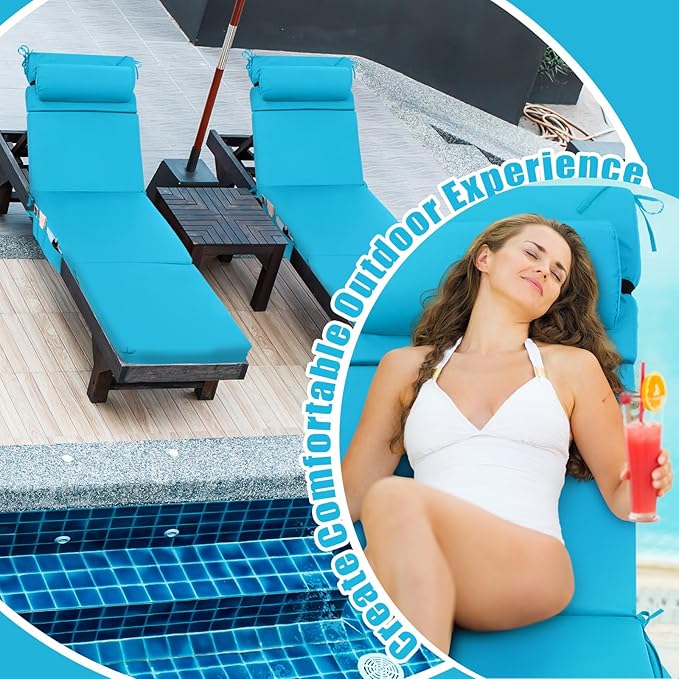Wenqik 2 Pcs Outdoor Chaise Lounge Cushion - Image 4