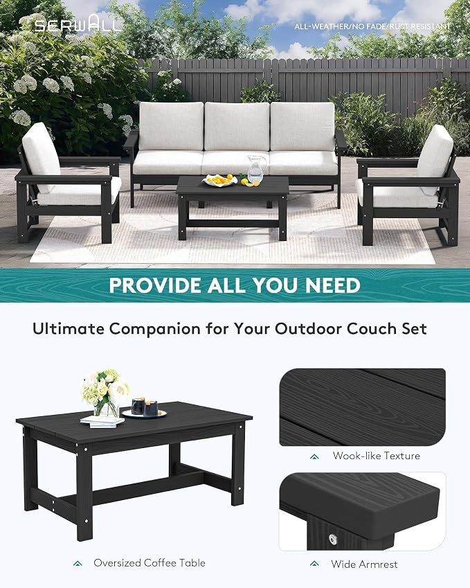 SERWALL HDPE Patio Conversation Set, 6-piece Sectional Outdoor Furniture Set - Image 5