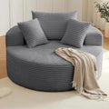 Oversized Round Chair Lounge Chaise Indoor, Upholstered Corduroy Deep Seat by Lakifun