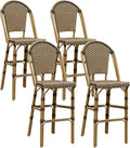 PURPLE LEAF French Bar Stool Set of 4 Bamboo Print Finish Patio Bar Stools by PURPLELEAF