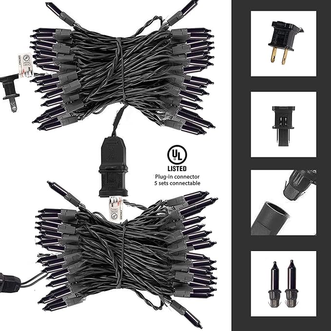 TW SHINE Purple Halloween Lights, 2 Pack 20FT 100 Count Incandescent Halloween - Image 3
