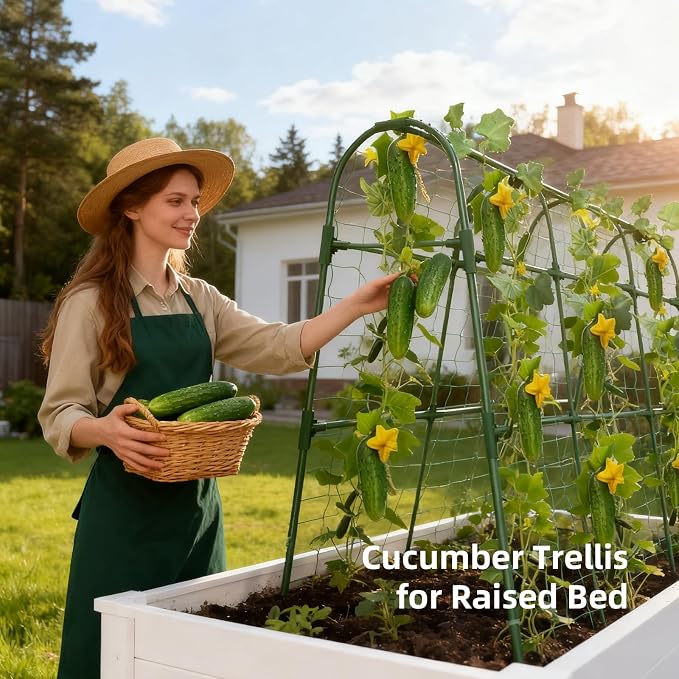 Cucumber Trellis for Raised Bed, U-Shape Garden Arch Metal Support for Climbing - Image 5