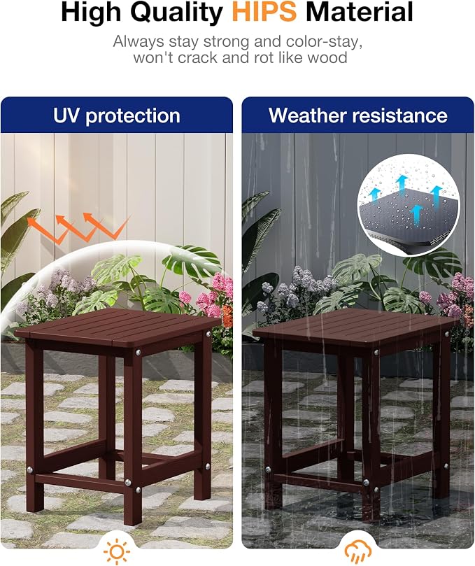 YEFU Outdoor Side Table for Patio: 16" HIPS Weather - Image 5