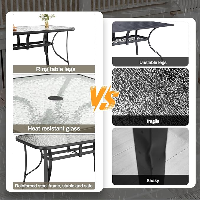 TLSUNNY Patio Outdoor Table W/ 1.69″ Umbrella Hole, Outdoor Metal Furniture - Image 6