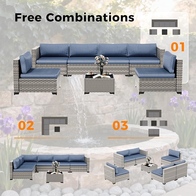 12-Seat Modular Patio Furniture Set – Outdoor Wicker Sectional Sofa - Image 7
