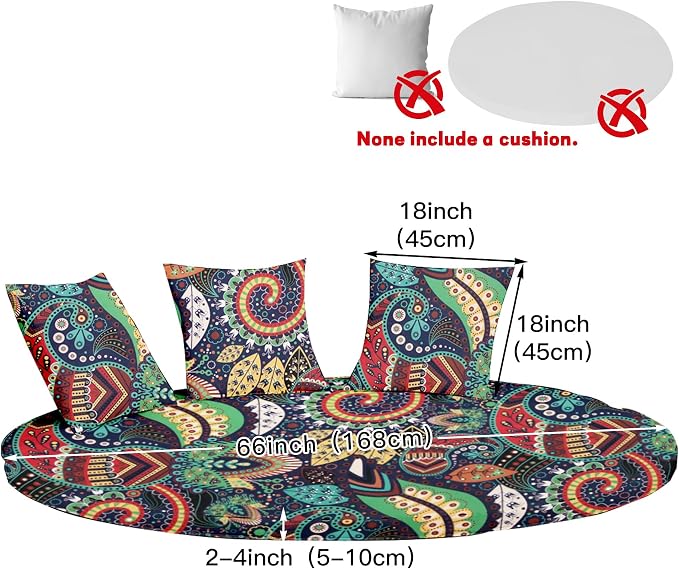 66" Round Daybed Cushion Cover & 3 Pillow Covers Set - Image 2