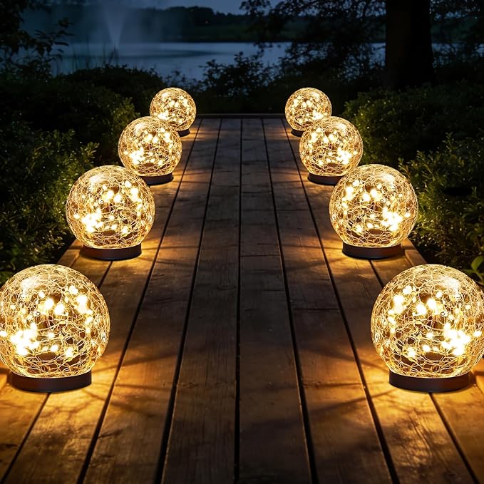 Solar Globe Lights Outdoor Waterproof-Solar Balls Garden-Cracked Glass Ball by JKIMK