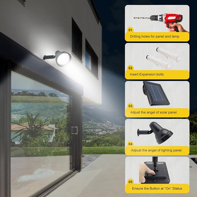 SUNLONG Solar Spotlights Outdoor Waterproof Bright Solar Wall Light Led - Image 7