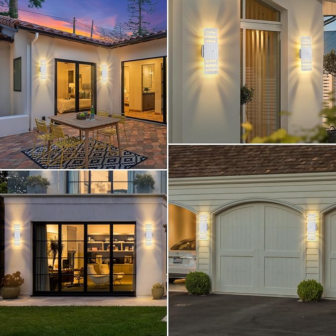 Dusk to Dawn Outdoor Wall Lights Modern Exterior Lighting Fixtures, 2 Pack - Image 6