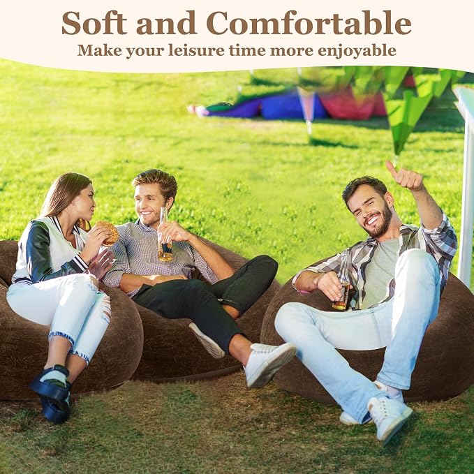 Realspring Inflatable Bean Bag Chairs Outdoor Blow up Camping Chairs Inflatable - Image 4