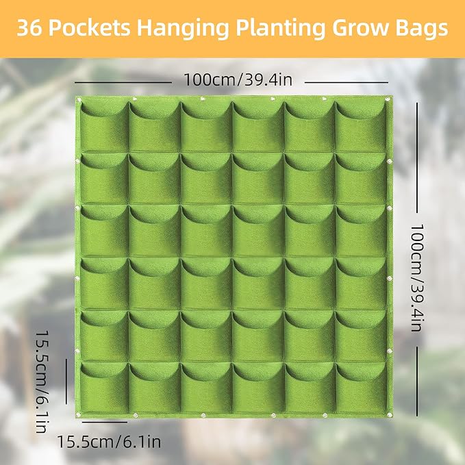 Hanging Planting Grow Bags, 36 Pockets Hanging Vertical Wall Planter Wall - Image 2