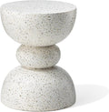 Glitzhome Outdoor Side Table, Round Accent End Table, Lightweight Faux Terrazzo by Glitzhome