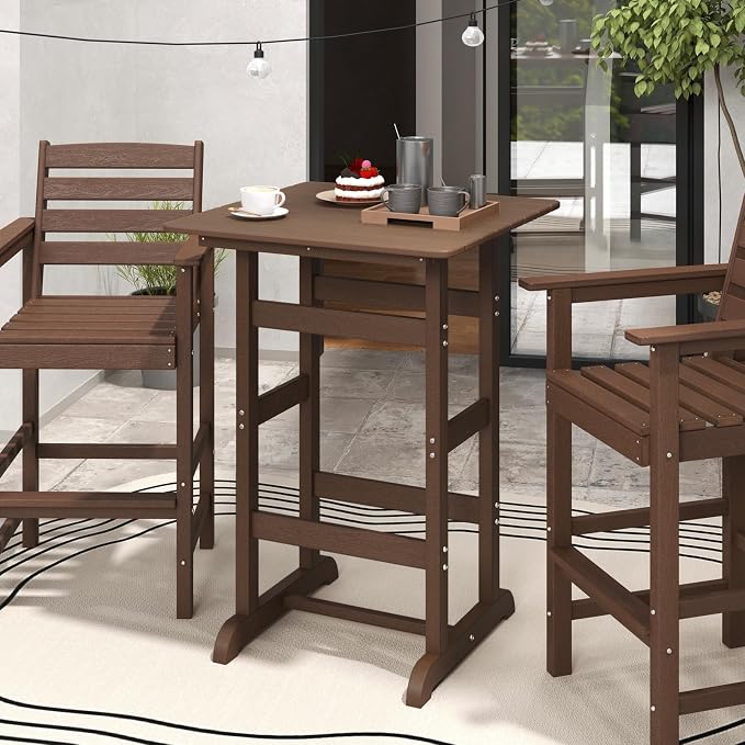 Giantex 42" Height Outdoor Tall Bar Table, HDPE Square Pub Tables - Image 2