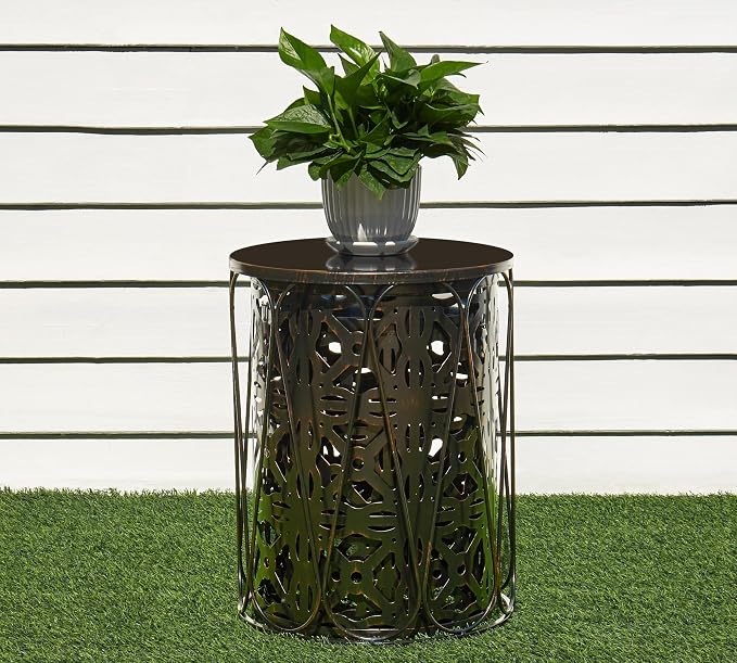 HFHOME Set of 3 Metal Outdoor Side Table, Nesting Round Coffee Table - Image 5