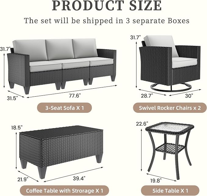 UDPATIO Patio Furniture Set, 5 Pieces Outdoor Conversation Sets - Image 2