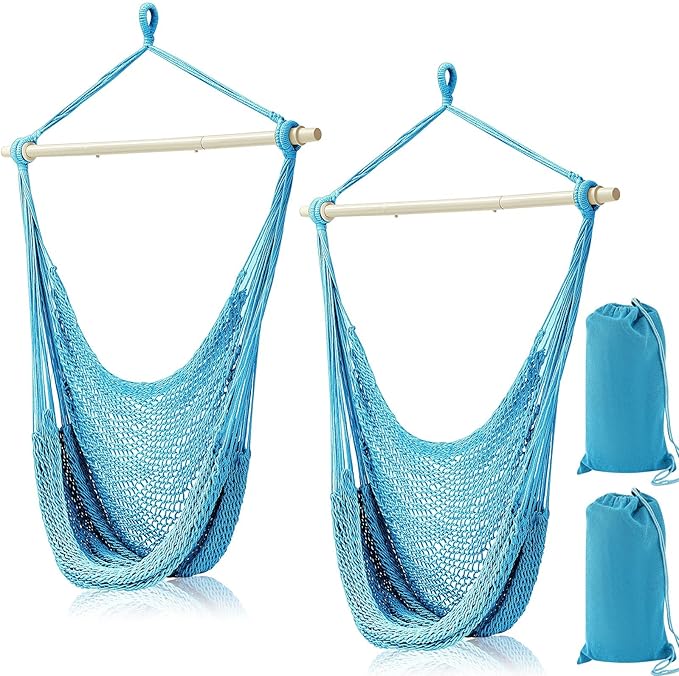 Barydat 2 Pcs Hanging Hammock Chair Boho Swing Chair Indoor Outdoor Cotton Rope by home