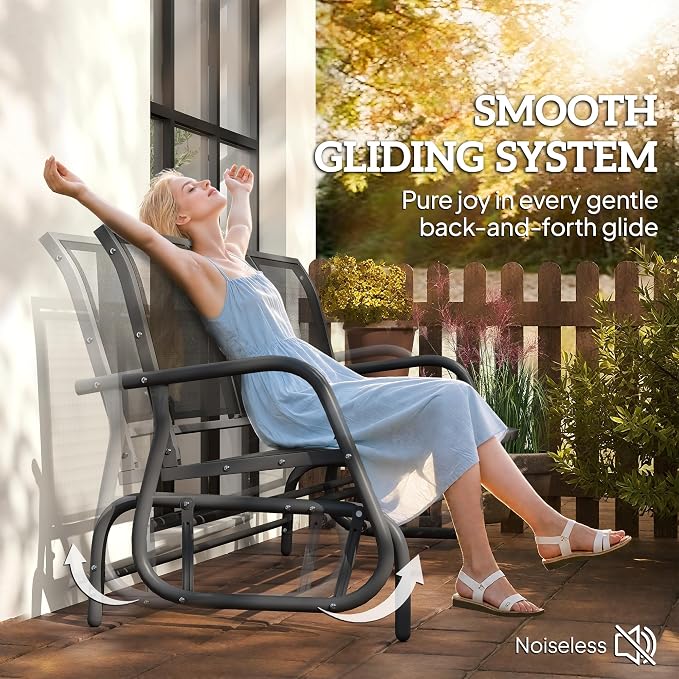 Outsunny 3-Person Patio Glider Bench, Outdoor Porch Glider Swing - Image 4