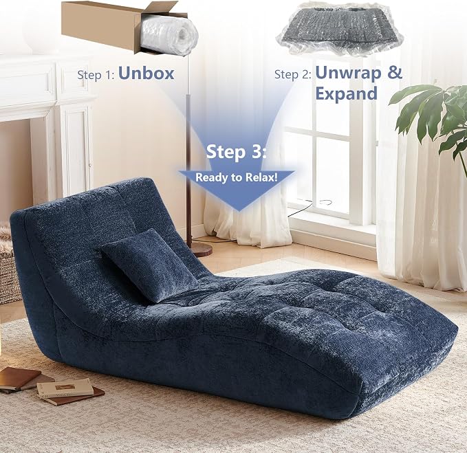 Chaise Lounge Chair with Curved Back, Modern Upholstered Recliner Sofa - Image 3