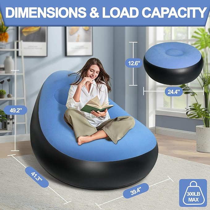 Inflatable Chair with Ottoman, Inflatable Couch - Image 2