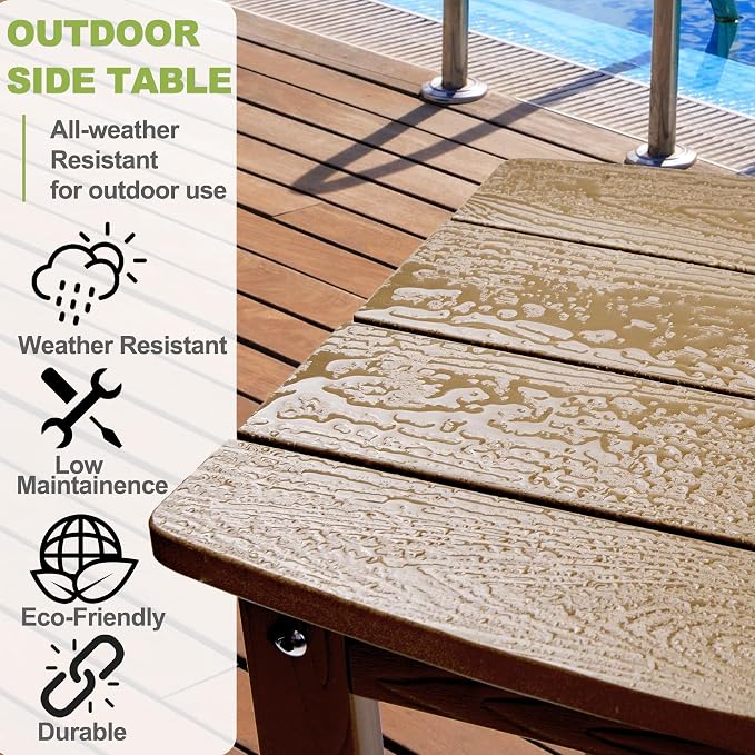 Y&M Outdoor Side Table, HIPS Adirondack Small Double Layer Table, Waterproof - Image 7
