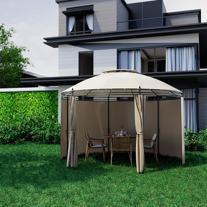Tangkula 11.5x11.5 Ft Round Patio Gazebo, 2-Tier Dome - Image 8