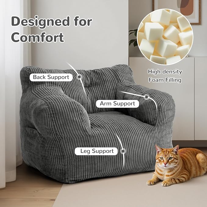 Pamapic 32" Bean Bag Chair, Single Sofa, Ultra Soft Dutch Velvet, Fluffy - Image 5